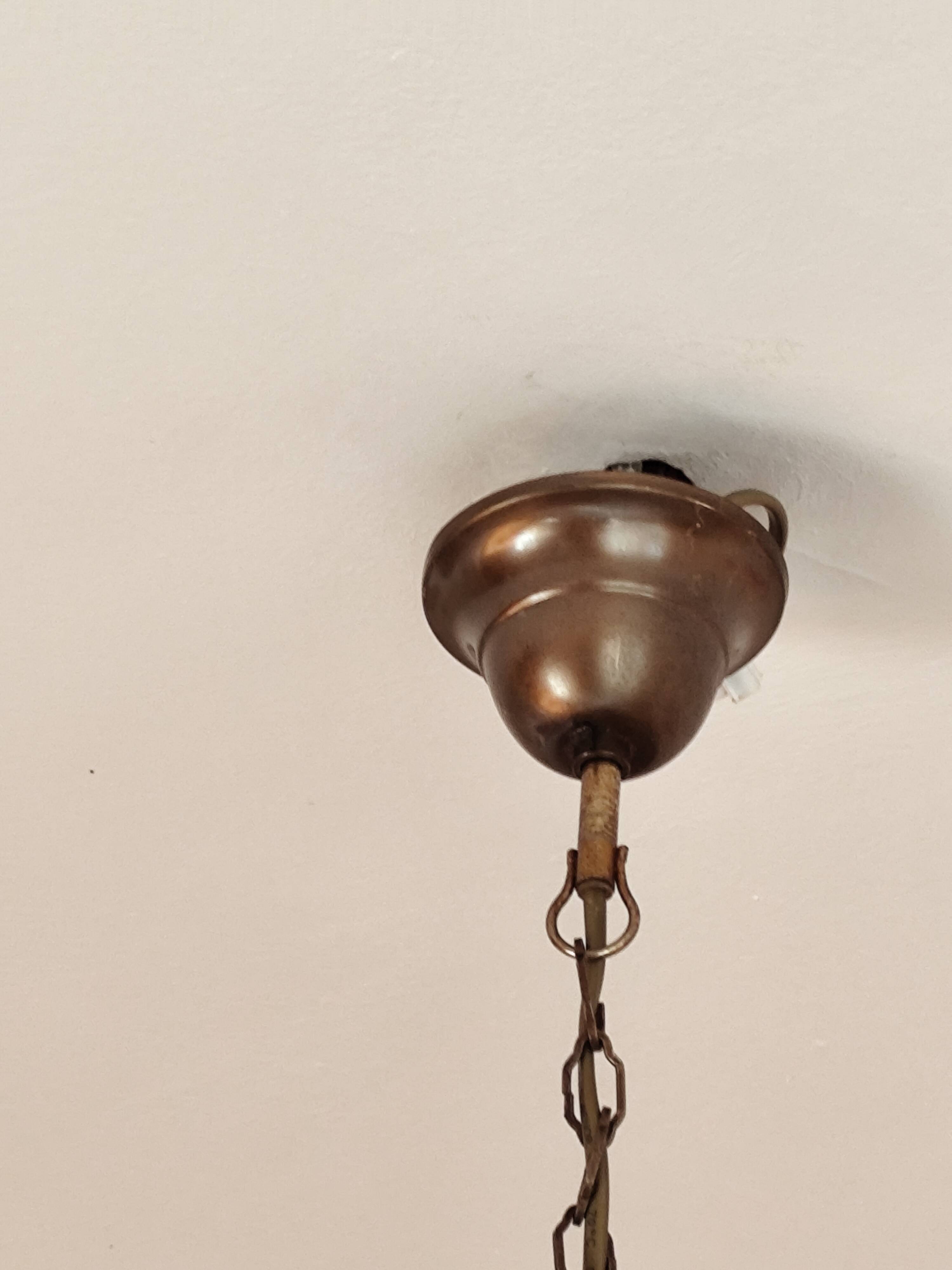 Suspension  abat-jour en laiton - lustre cloche métal bronzé