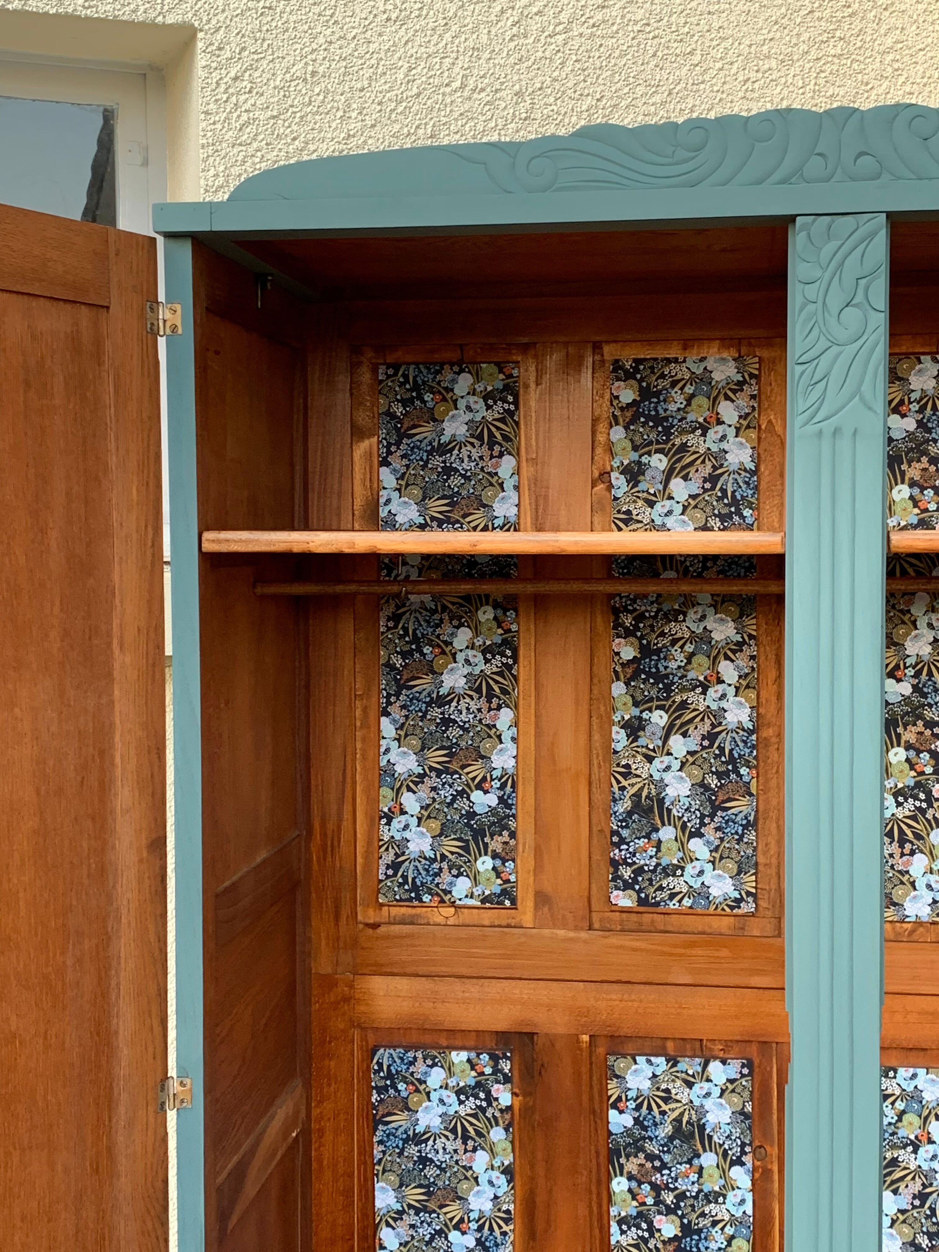 Parisian art deco wardrobe blue gray 1930