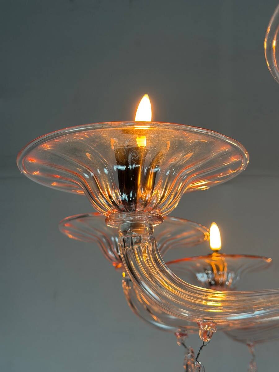 Venetian glass lustre in pink, in the style of Venini.