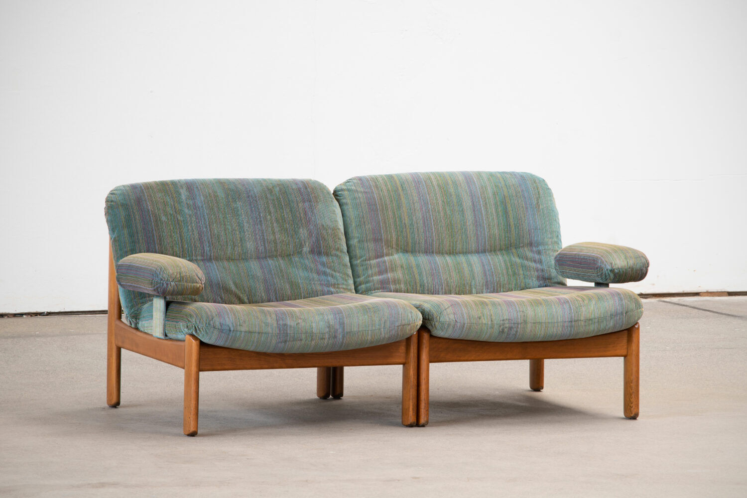 Pair of Scandinavian armchairs in teak and velvet, 1960