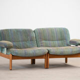 Pair of Scandinavian armchairs in teak and velvet, 1960