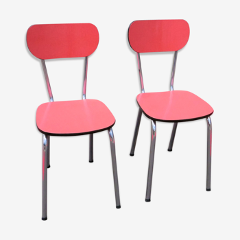 Set of 2 chairs red formica