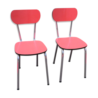 Set of 2 chairs red formica
