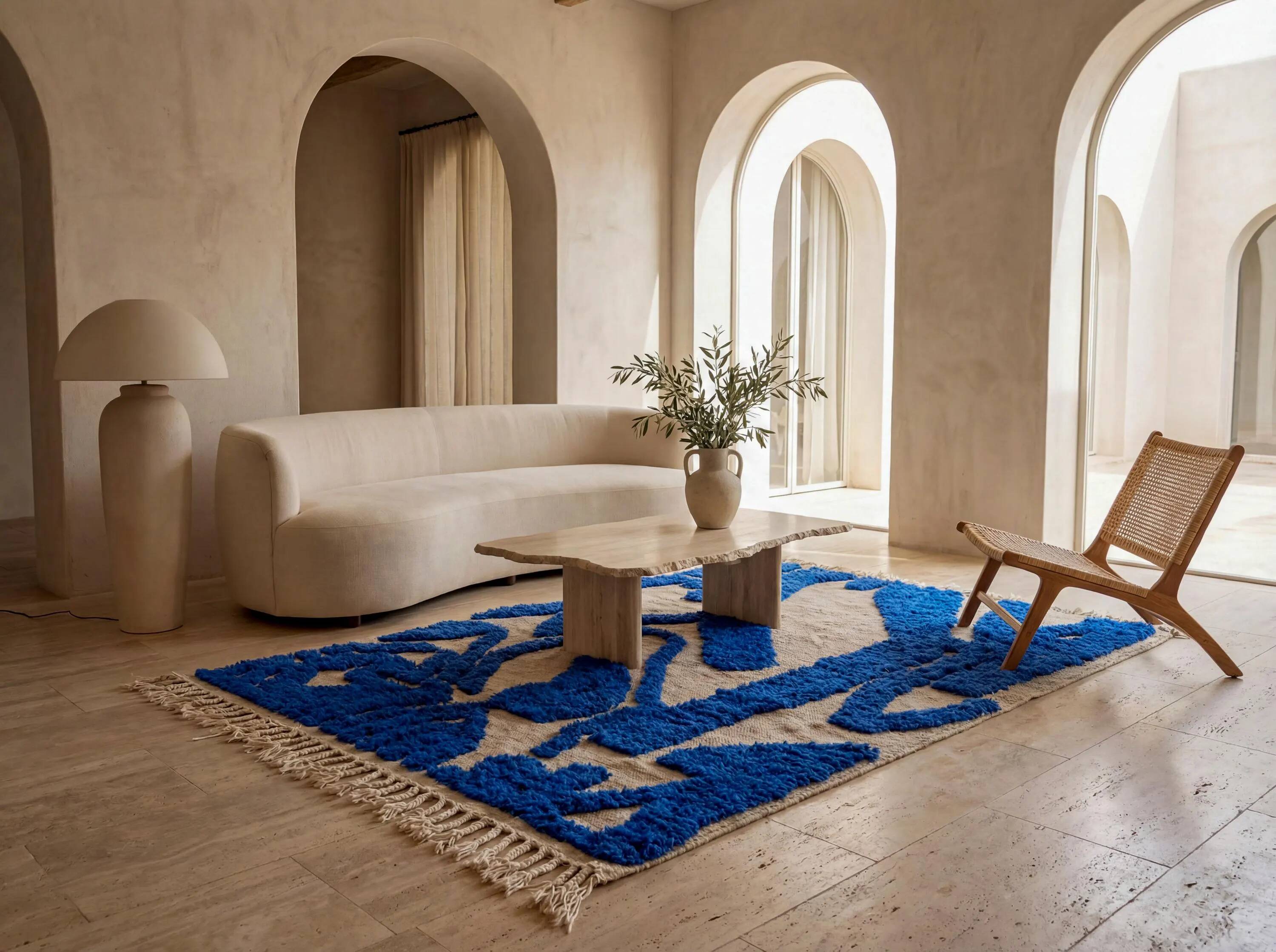 Handmade Berber rug in wool 3 x 2 m