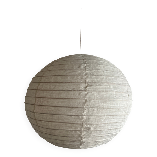 Petite suspension en rotin et lin naturel japonisante ronde D30