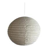 Petite suspension en rotin et lin naturel japonisante ronde D30