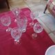 Crystal wine glasses cut by Baccarat with a jug.