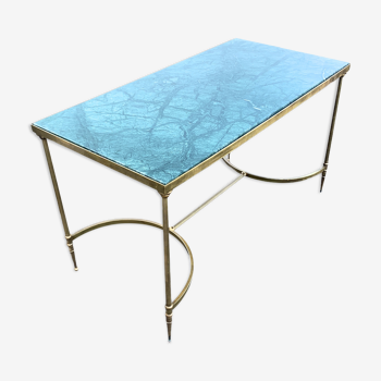 Coffee table brass and marble design 1960'