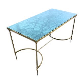 Coffee table brass and marble design 1960'