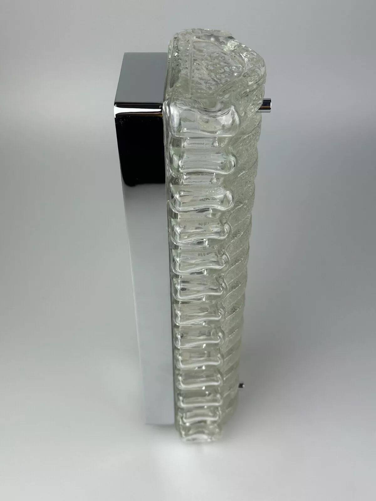 60s 70s wall lamp Limburg Germany Wall Sconce Ice Glass Chrome Space Age