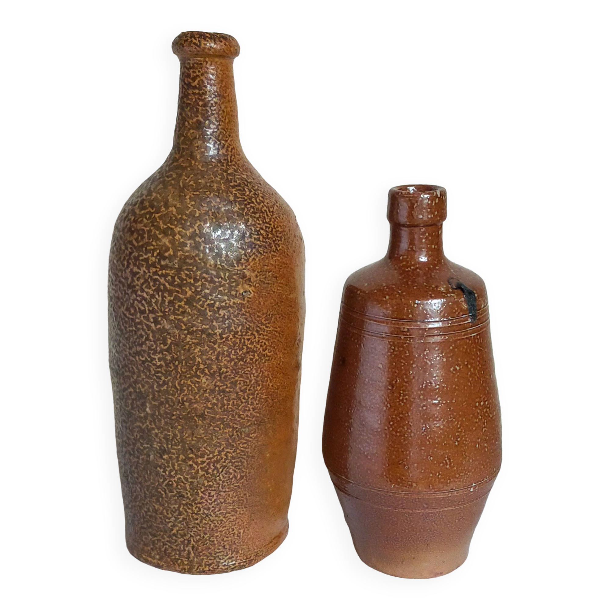 Duo de bouteilles Art-populaire en grès