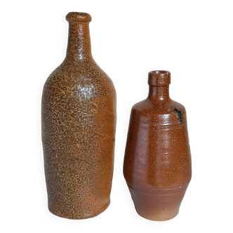 Duo de bouteilles Art-populaire en grès
