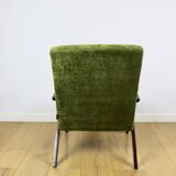 Classic armchair Var B-310 1960s vintage olive structural velvet - dark wood