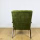 Fauteuil classique Var B-310 en velours structural olive vintage des années 1960 - bois foncé
