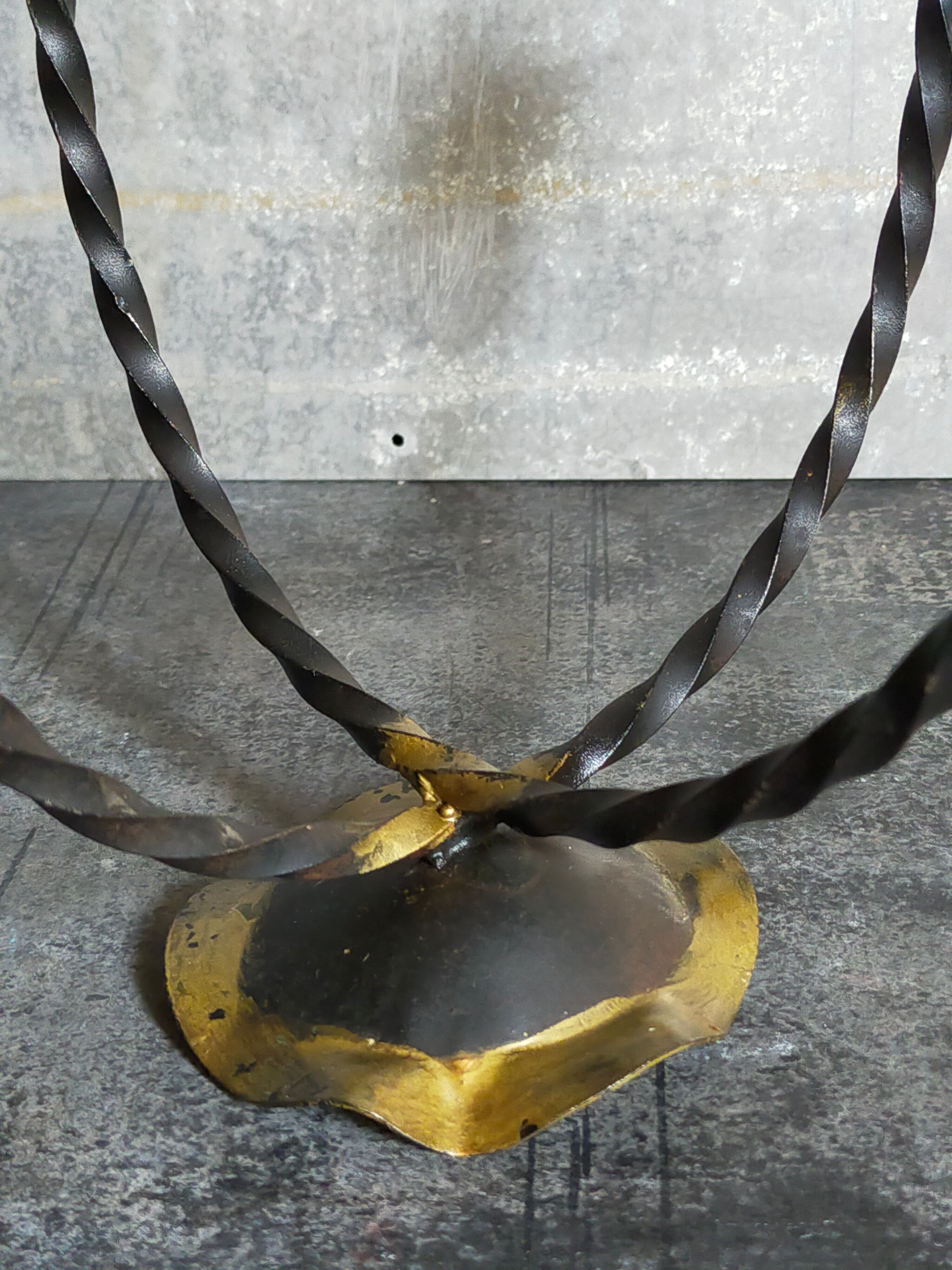 Pair of wrought iron candle holders four arms 50s