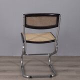 Set of 4 vintage 1960s metal and vienna straw chairs by italian design