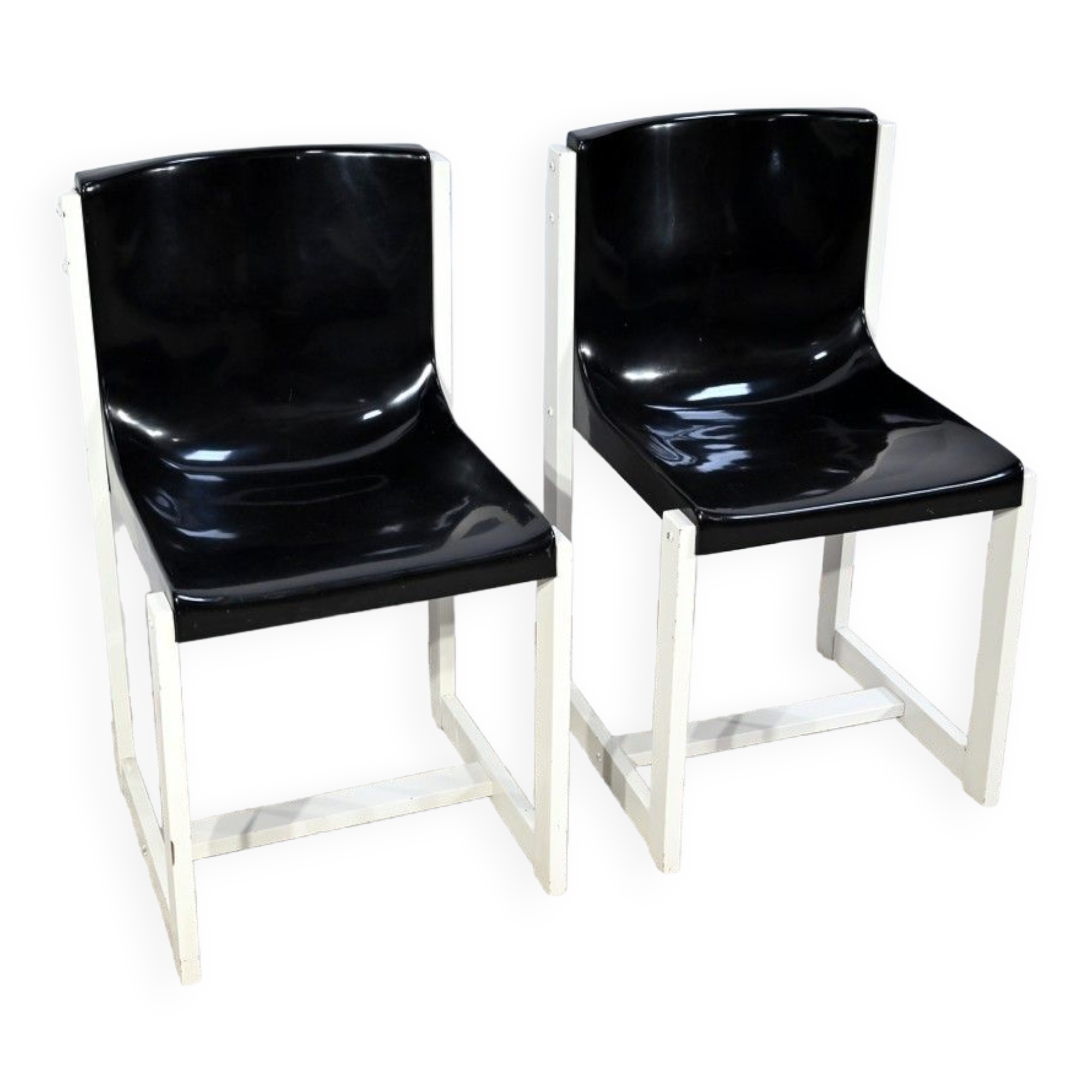 Pair of Lacquered Wooden chairs, signed P.Gautier -1960