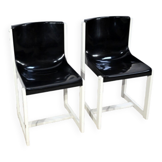 Paire de chaises en bois laqué, signées P.Gautier -1960