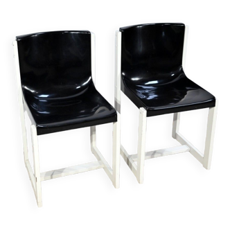 Pair of Lacquered Wooden chairs, signed P.Gautier -1960