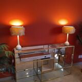 Showcase shelf, brass bar and mirror 70