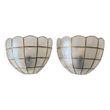 Paire d'appliques en nacre et laiton 1950 luminaire ancien décoration