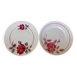 2 vintage mixed dinner plates from Badonviller and Moulin des Loups