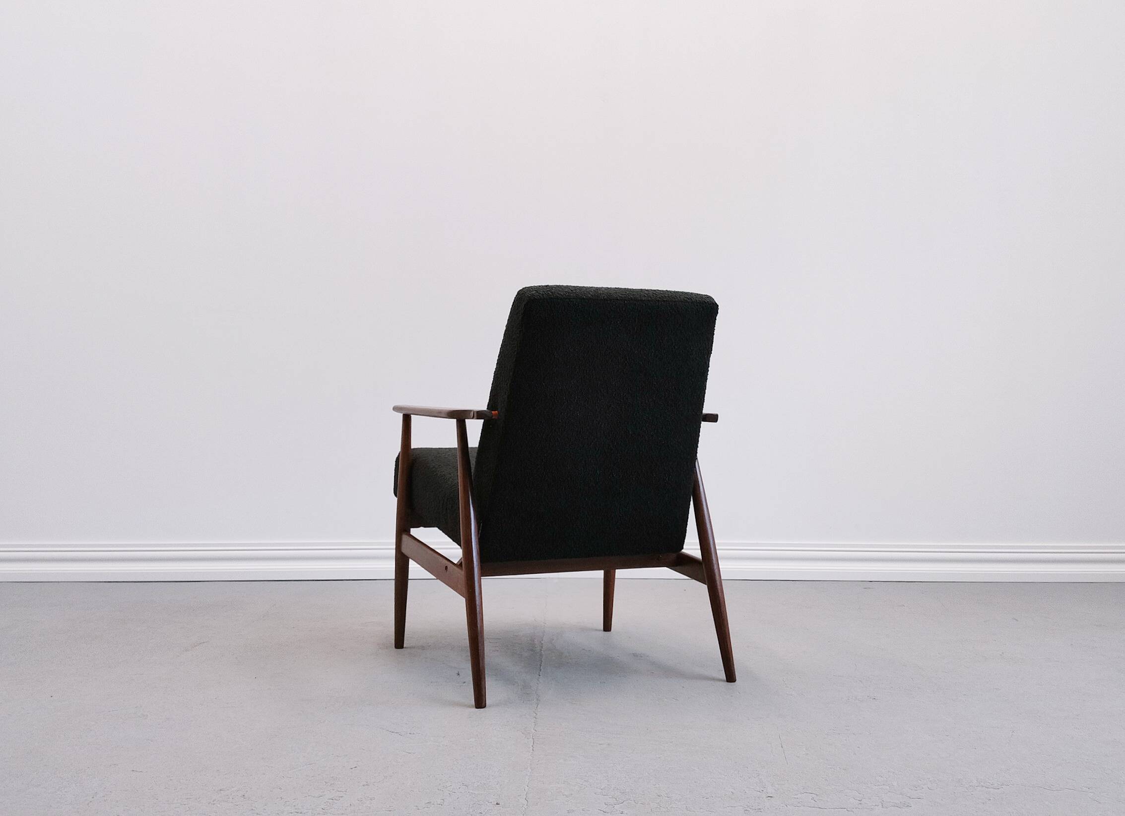 Henryk Lis armchair in black boucle 1960