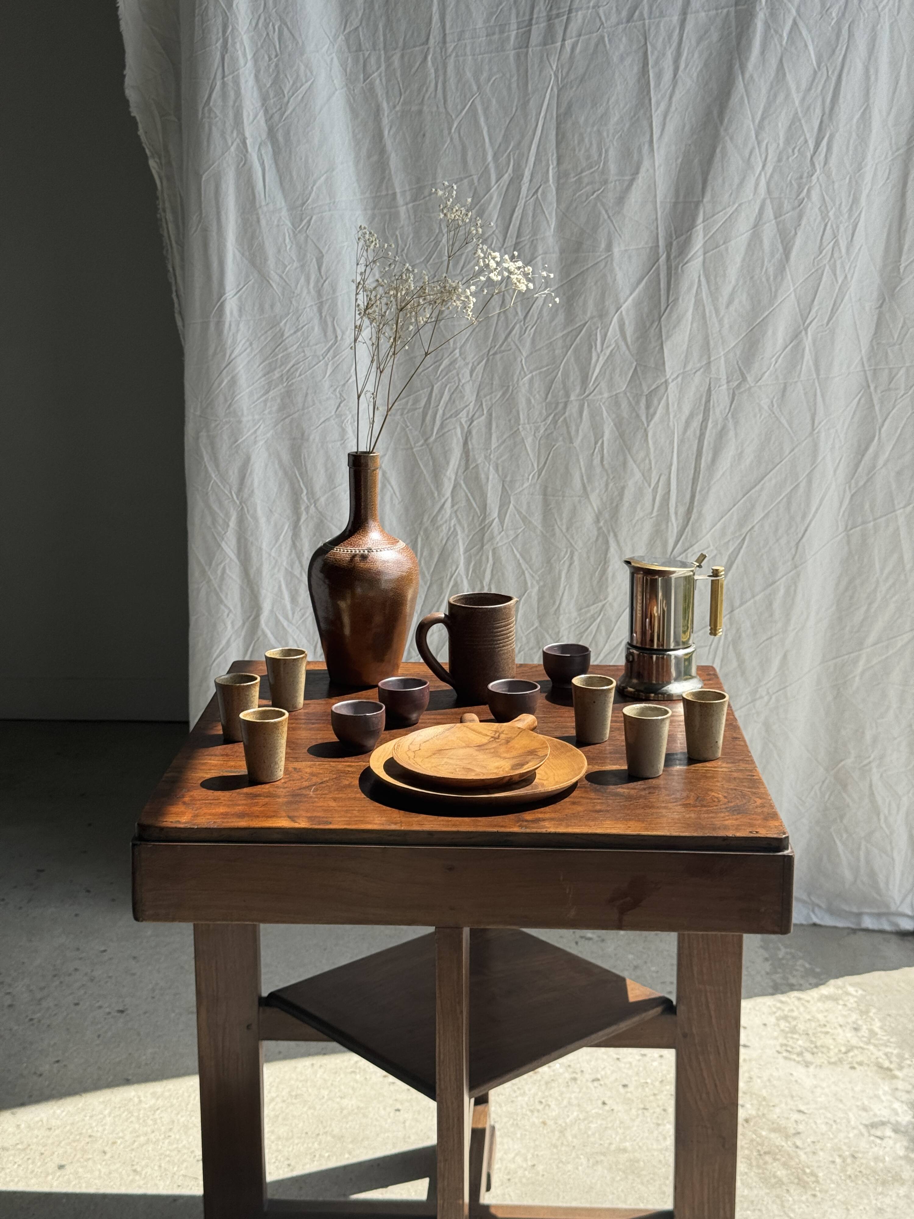 Small silver and gold Italian coffee maker Alpu-F Puppieni in stainless steel