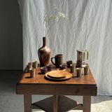 Small silver and gold Italian coffee maker Alpu-F Puppieni in stainless steel