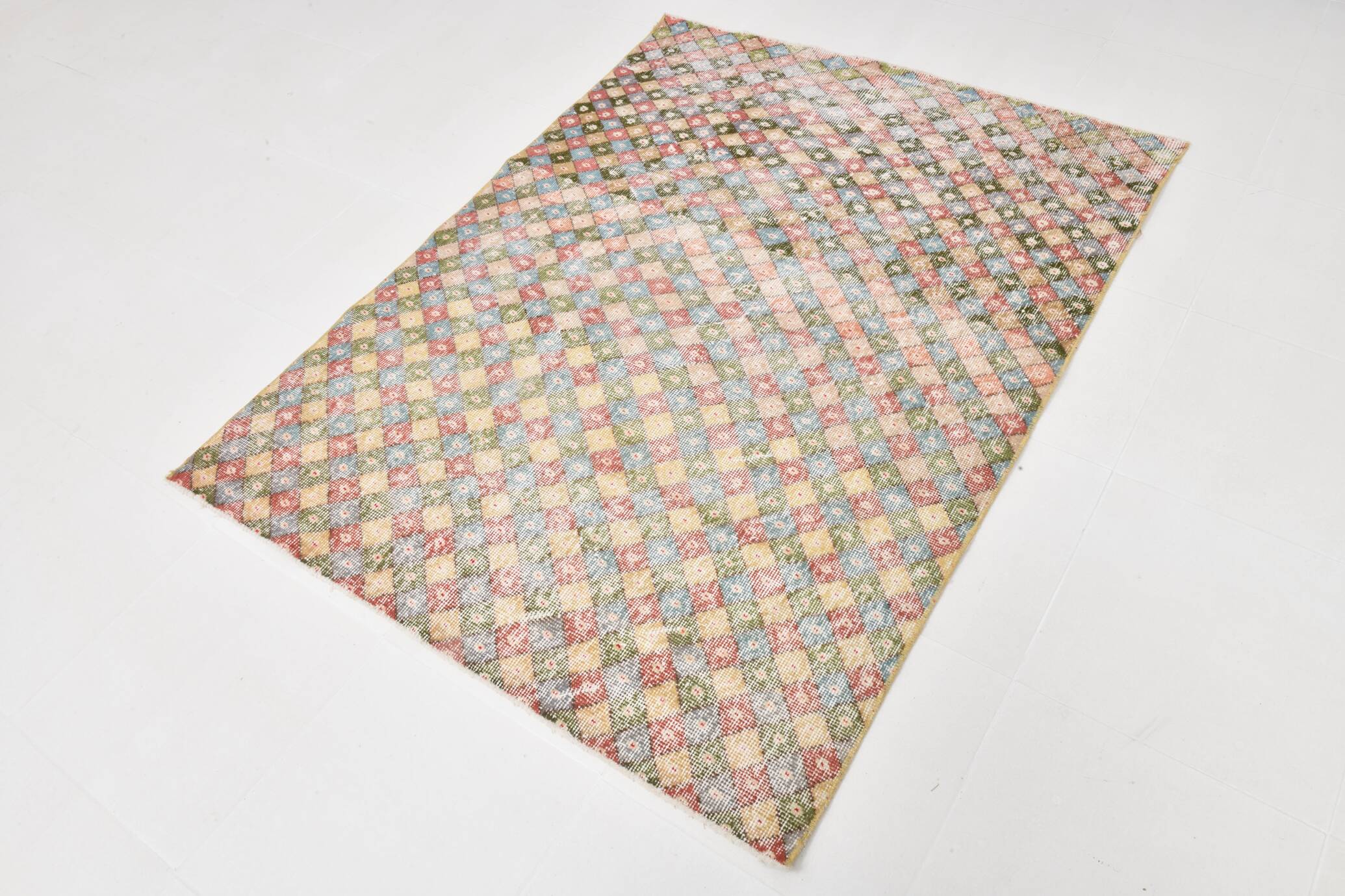 4x6 Vintage Geometric Style Multicolor Vintage Rug, 124x165Cm
