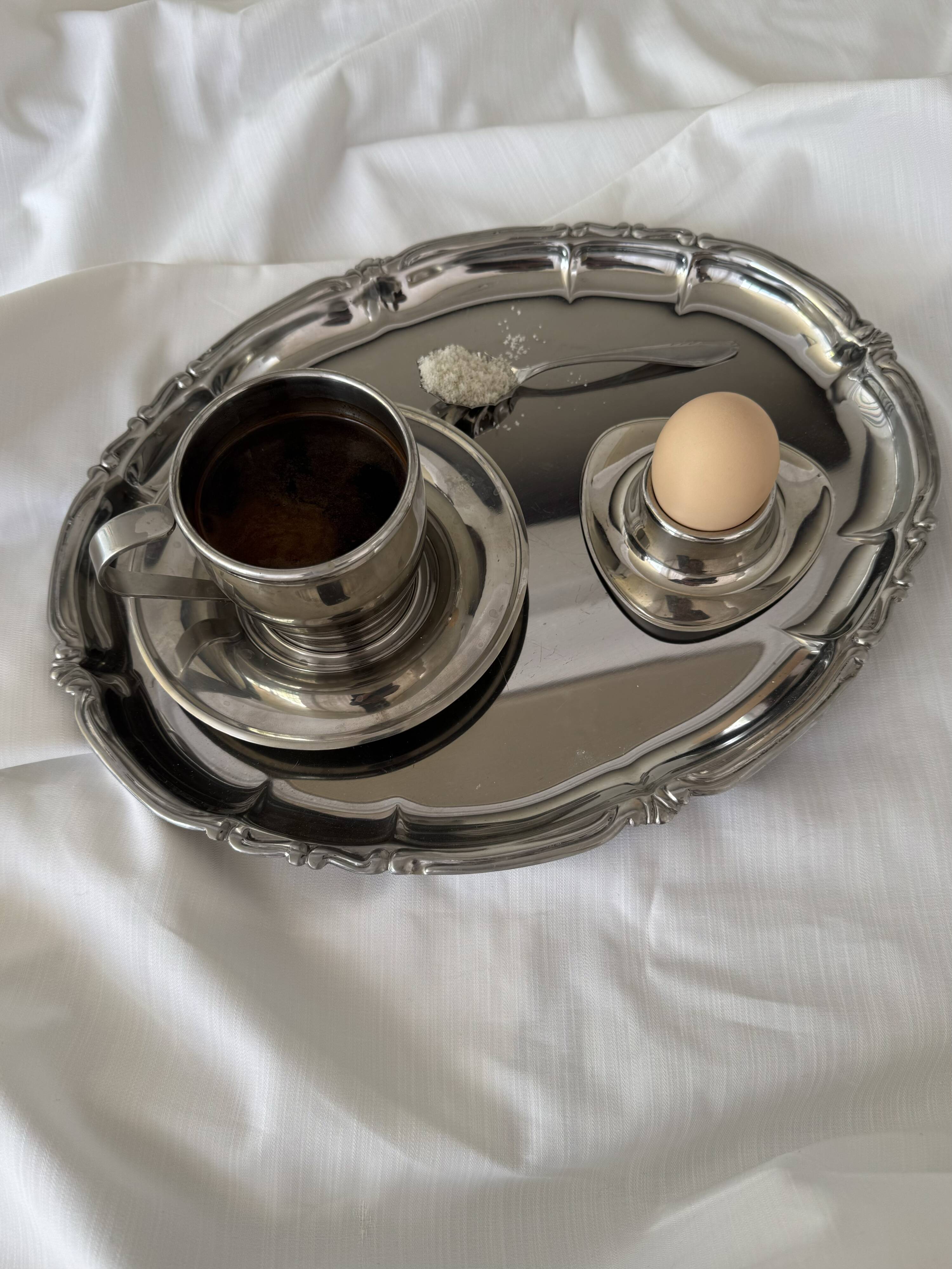 Vintage Baroque Style Italian Stainless Steel Pair of Serving Platters