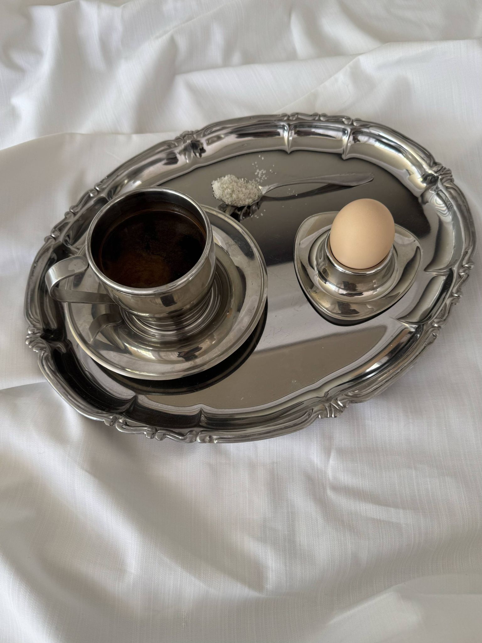 Vintage Baroque Style Italian Stainless Steel Pair of Serving Platters