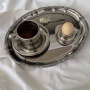 Vintage Baroque Style Italian Stainless Steel Pair of Serving Platters