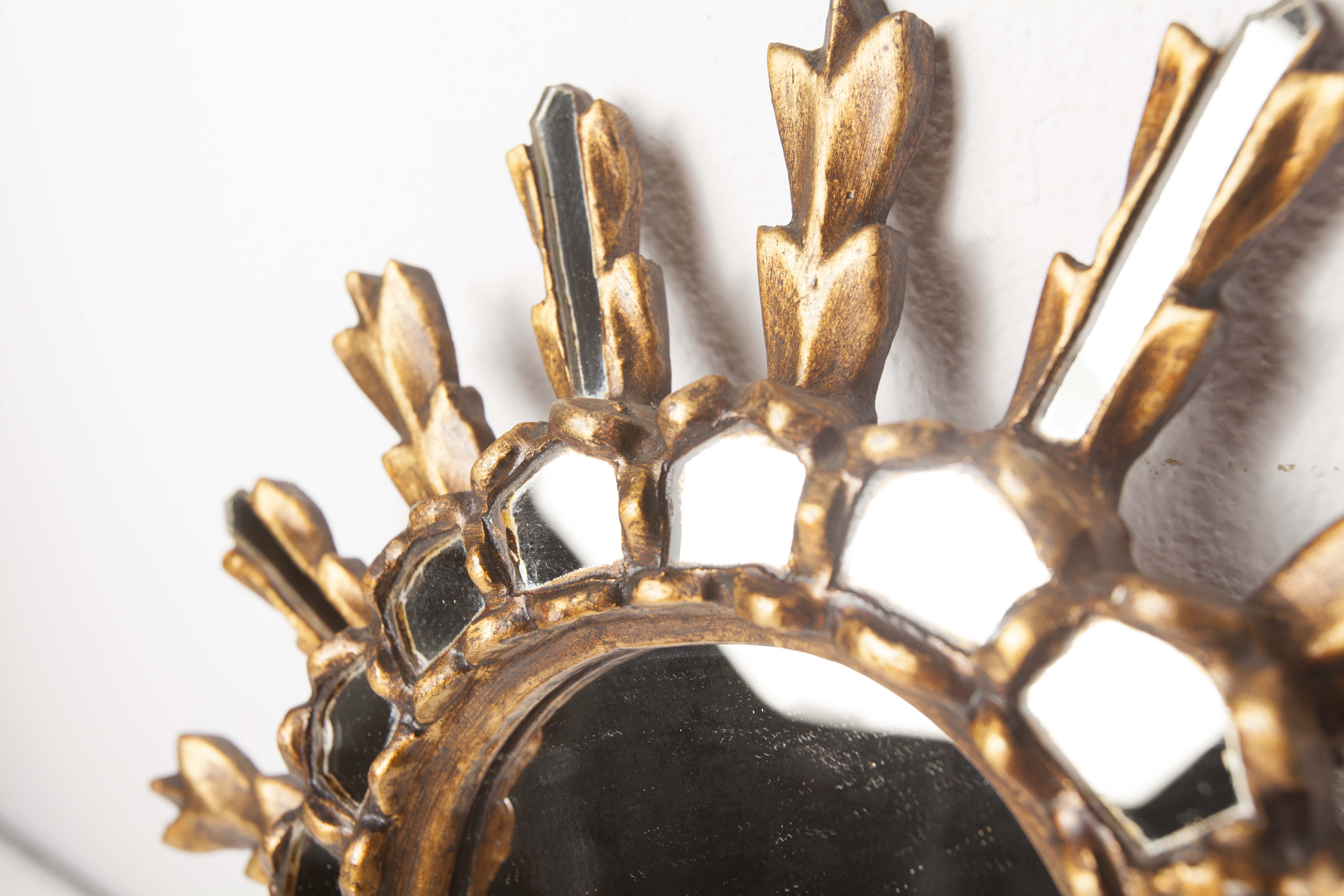 Mirror wood golden sun 50 -  32x32cm