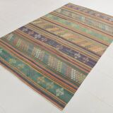 6x9 Kilim Mint Green Vintage Kilim Rug, Living Room Rug, 172x274 Cm
