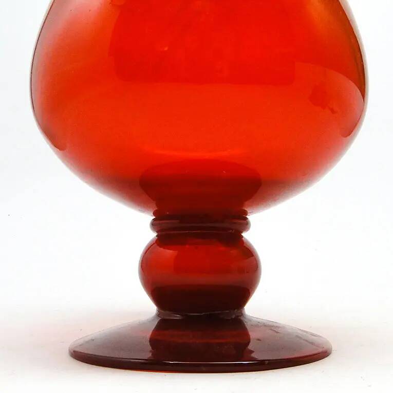 Vase, mid-century modern, red glass, designed by J. Słuczan-Orkusz, Poland, 1970s