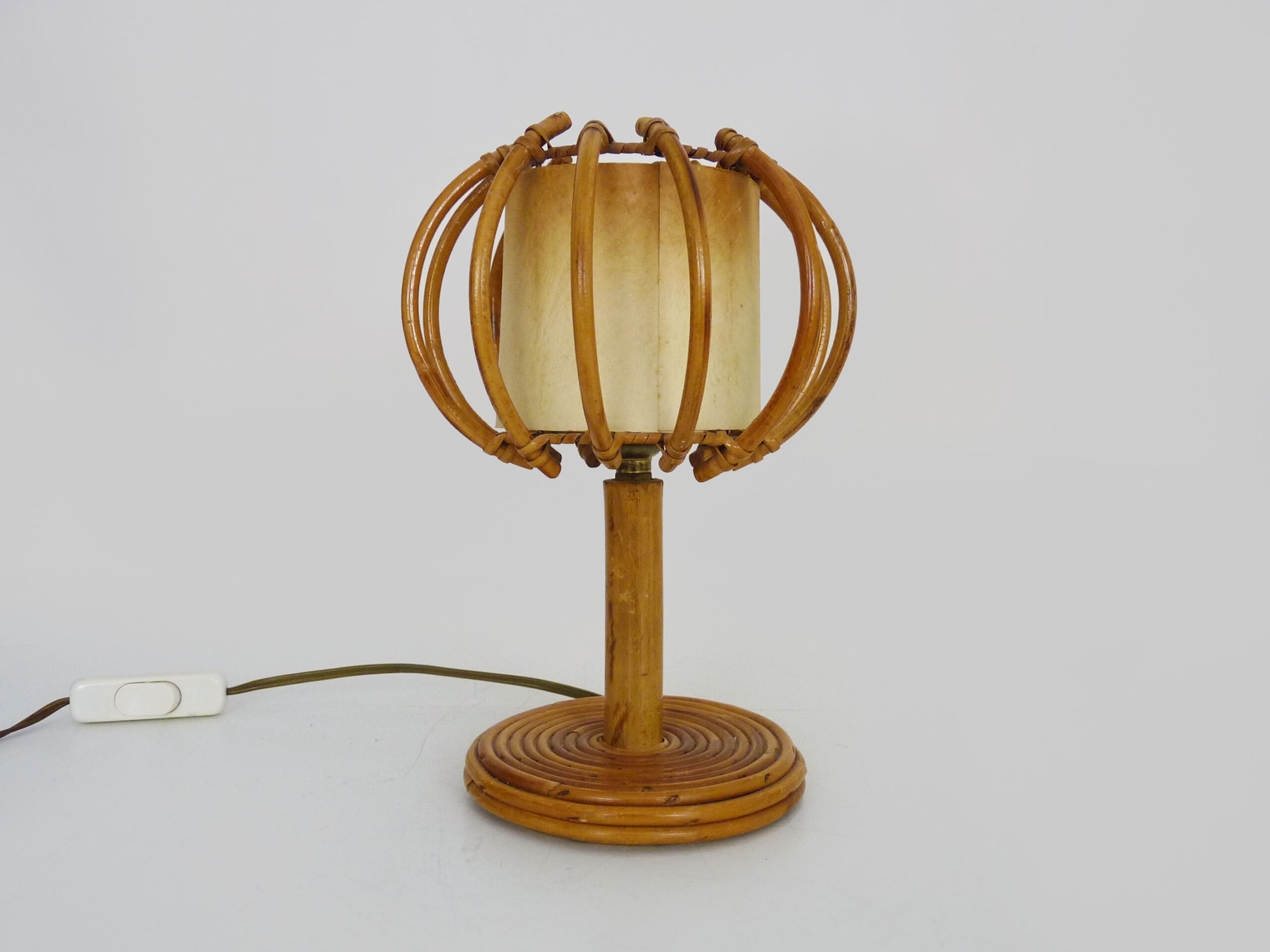 Rattan bedside lamp, 50s