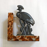 Art Deco bird bookend on marble