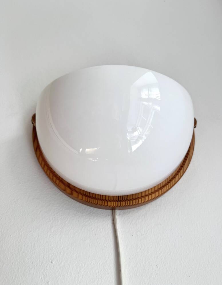 Wall lamps /wall sconce, pine wood / acryl marksljöd, sweden 1970s, pair