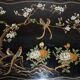 Bureau d'écriture vintage peint polychrome laqué noir avec oiseaux et fleurs