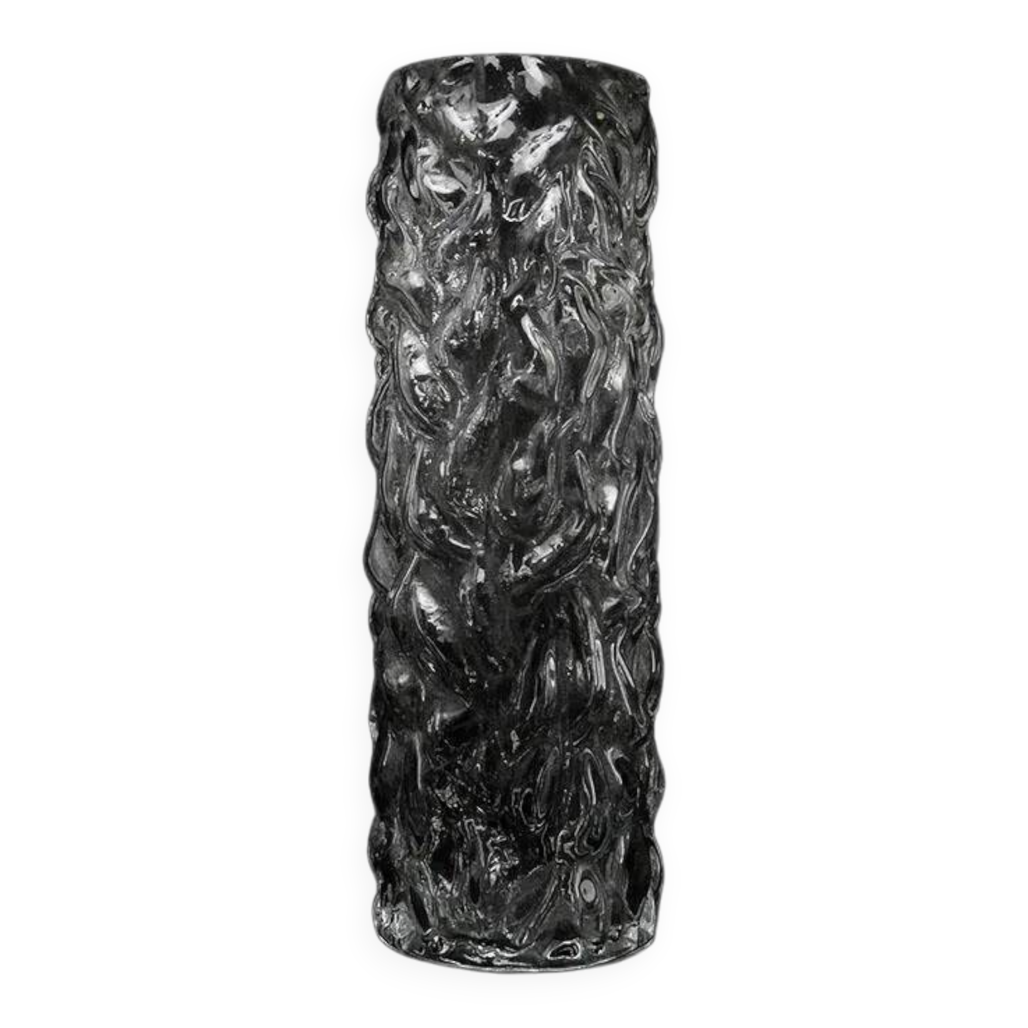Pieniek vase, grey glass, Huta Hortensja, Poland, 1970s
