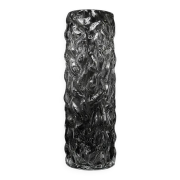 Pieniek vase, grey glass, Huta Hortensja, Poland, 1970s
