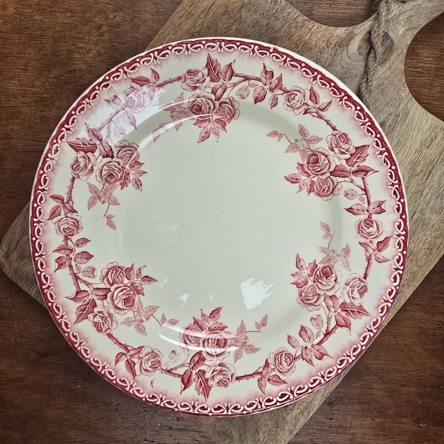 Antique footed compote HB & Cie with rose decoration – Ironstone