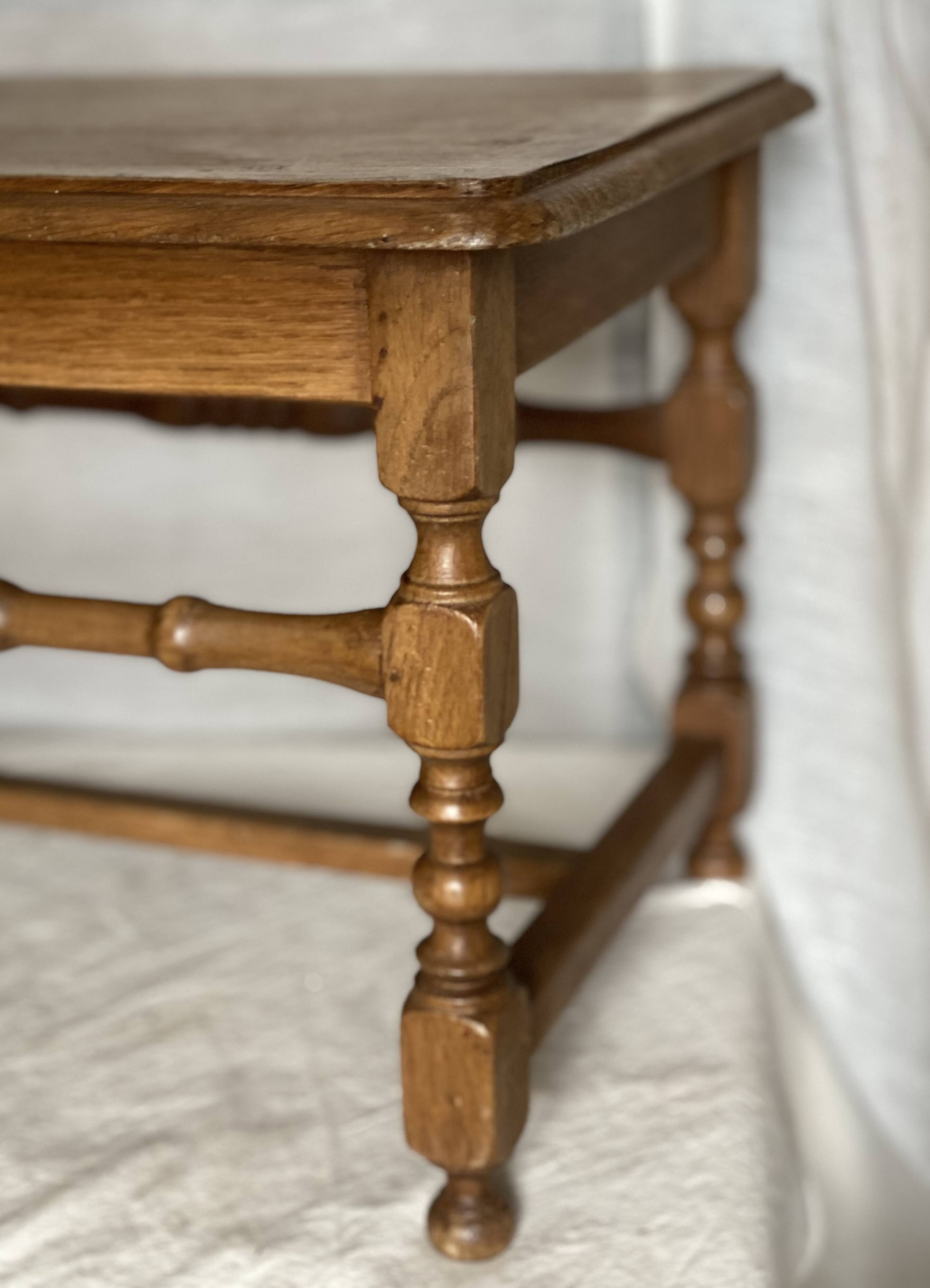 Low stool, thin turned legs with spacer