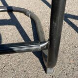 Pair of 1980s high chairs in leather and metal