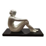 Ancient sculpture ODYV – Faïencerie de Vierzon – Art Deco seated woman