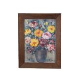 Painting Still Life Bouquet Flowers Oil on Panel