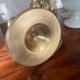 Pair of brushed brass candle holders