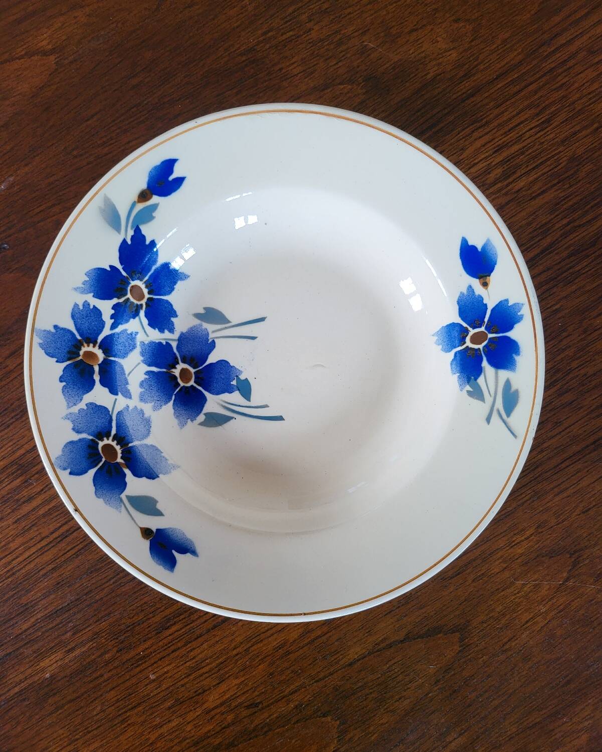 Hamage & Moulin des Loups Earthenware Deep Plate, Blue Flowers