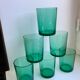 Lot de 6 verres à eau en verre vert anneées 70